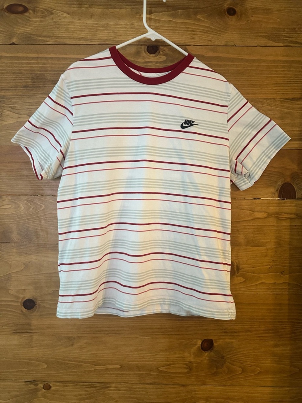 Nike Striped Ringer Tee in White and Red